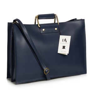 Servieta dama din piele naturala DiAmanti Monza Blu Scuro